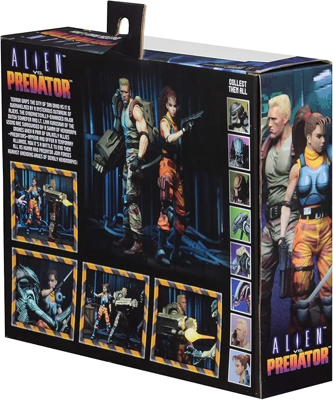 NECA Figura de Accion: Alien vs Predator - Dutch y Lin Arcade 2 Pack 7 Pulgadas