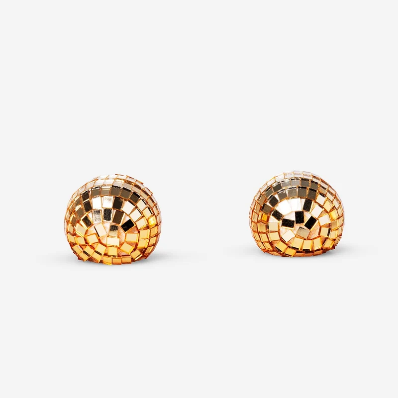 Gold disco ball place card holders