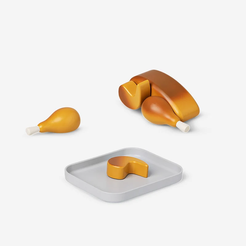 Wooden roast chicken play set
