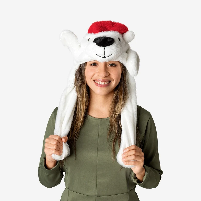 Polar bear hat with moving ears
