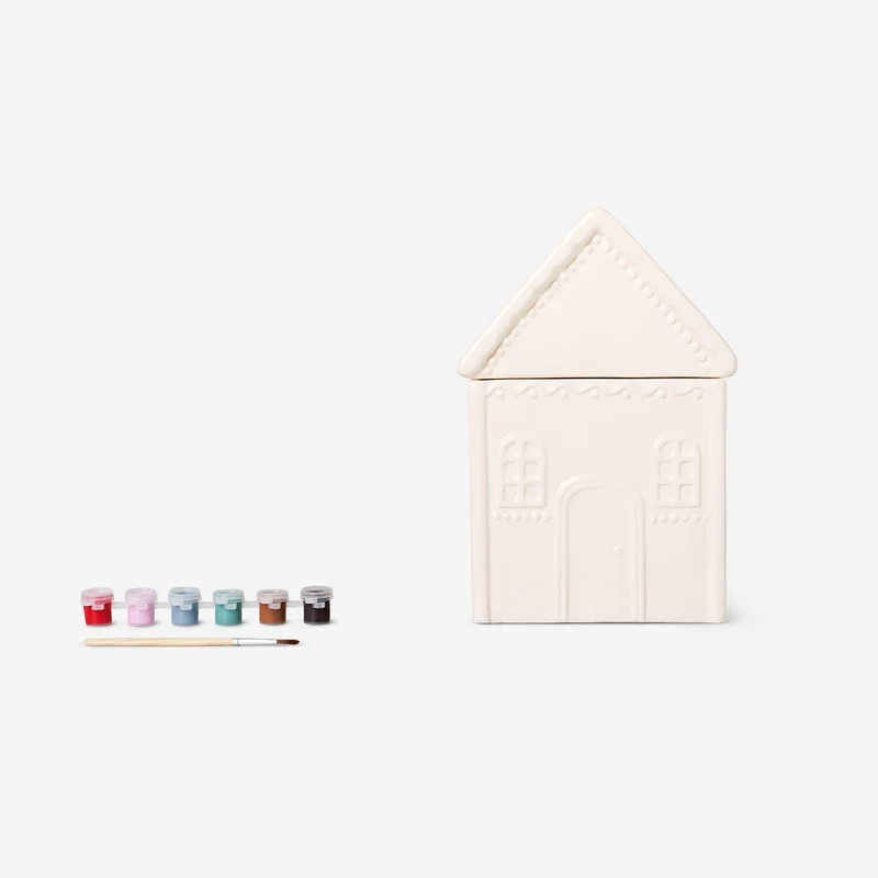 DIY gingerbread house cookie jar