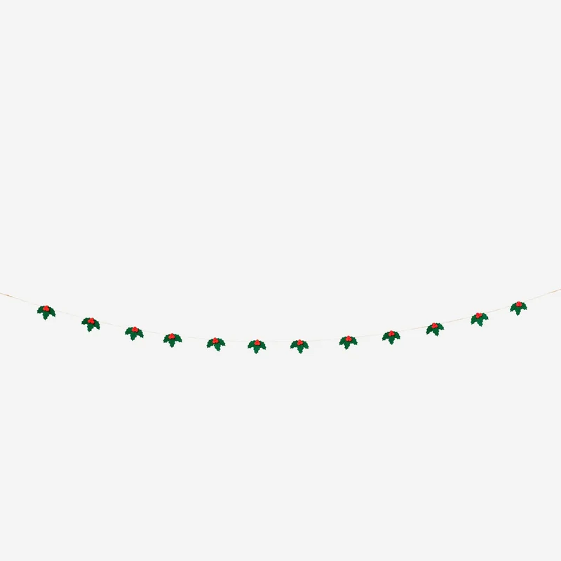 Felt holly garland - 300 cm