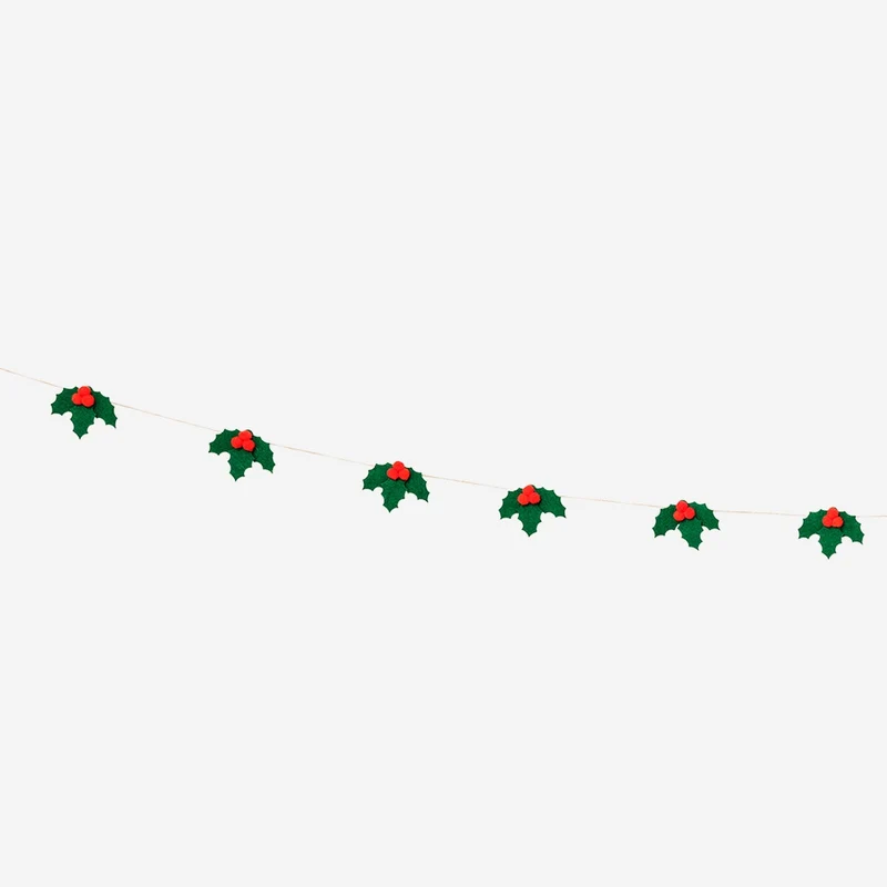 Felt holly garland - 300 cm