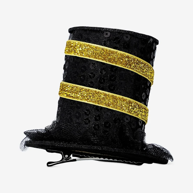 Top hat hair clip for New Year's