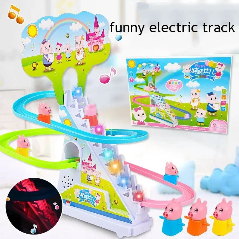 Electric Duck Track Rail Toy - LED Musical Slide Coaster for Kids
