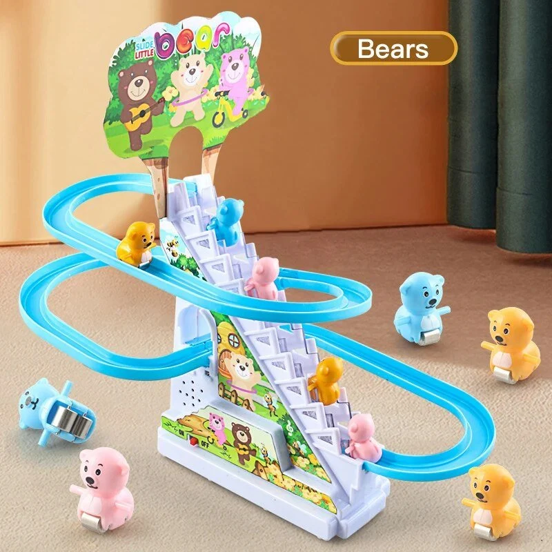 Electric Duck Track Rail Toy - LED Musical Slide Coaster for Kids
