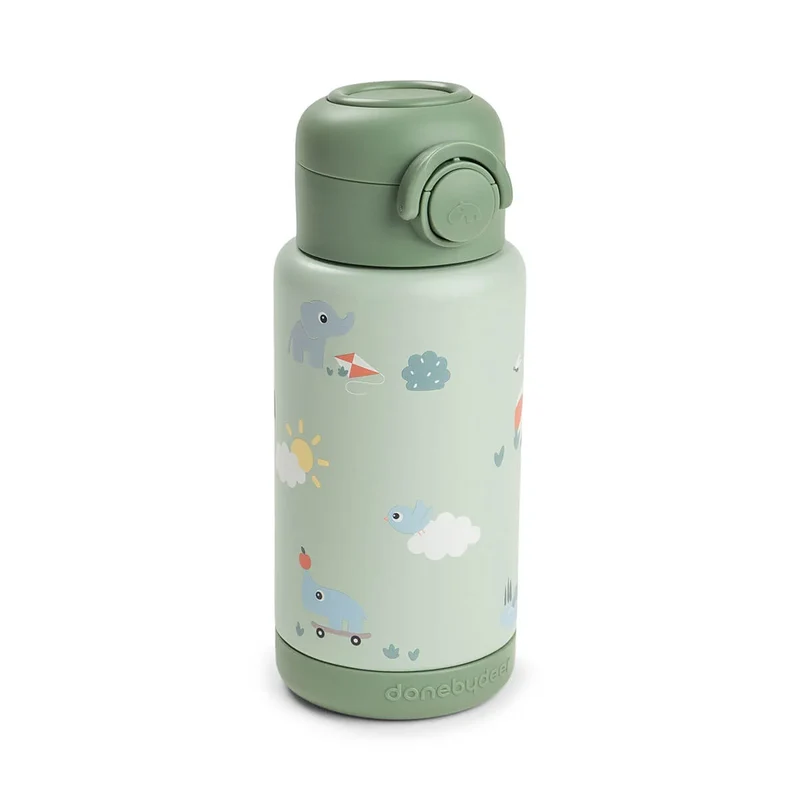 Botella térmica con Pajita Playground Verde 340 ml · Done By Deer