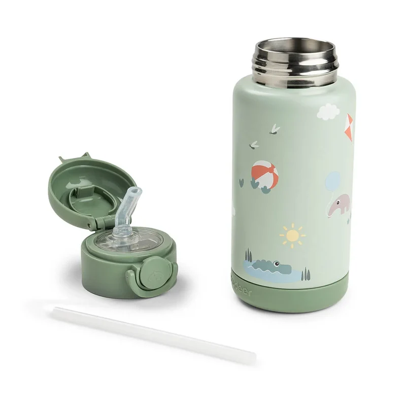 Botella térmica con Pajita Playground Verde 340 ml · Done By Deer