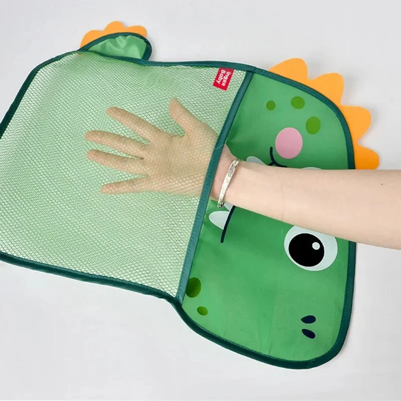 Dinosaur Baby Bath Toy Organizer, Suction Storage Mesh Bag