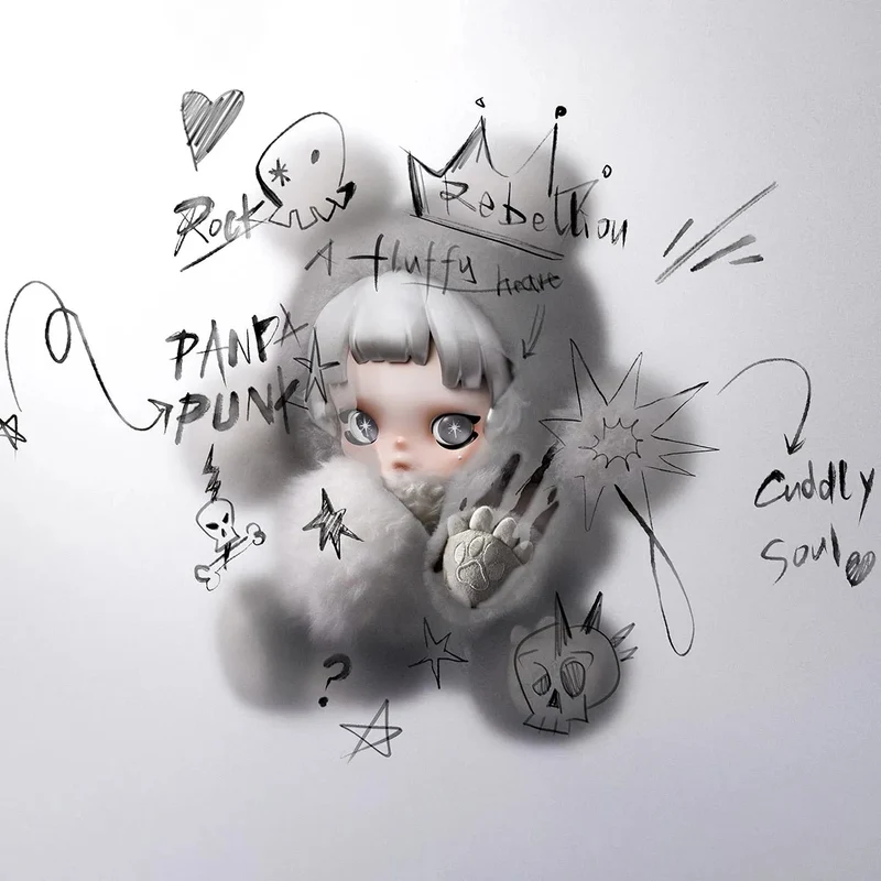 POP MART: Skullpanda - Punk Panda Plush Doll