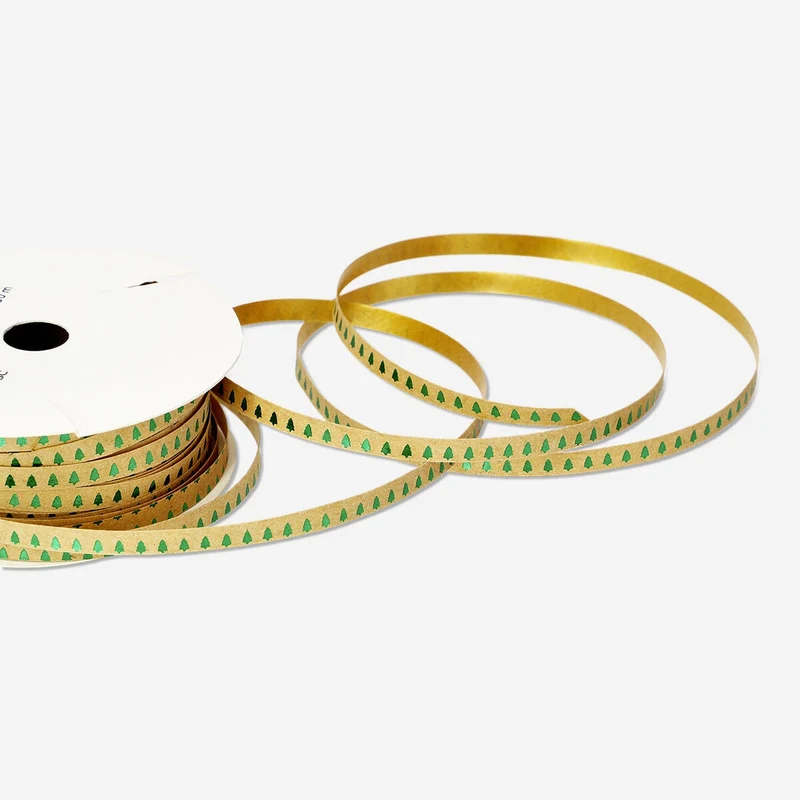 Ribbon with green foil trees - 30 m