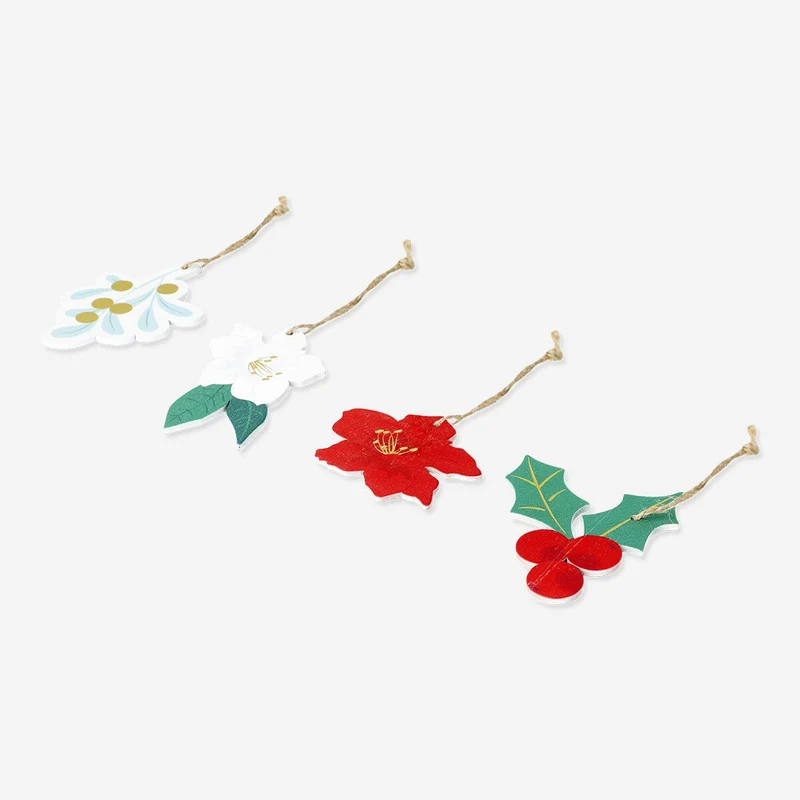 Gift tags with holly print - 4 pcs
