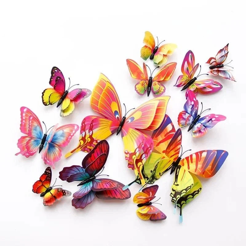 12pc 3D Double Layer Butterflies - DIY Magnet Wall Art