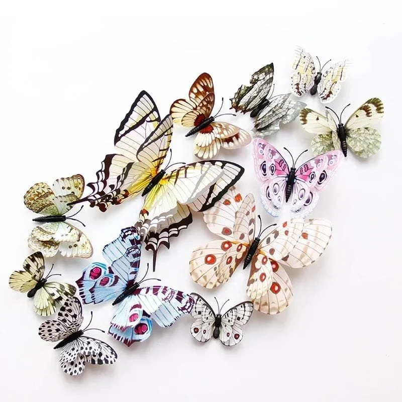 12pc 3D Double Layer Butterflies - DIY Magnet Wall Art