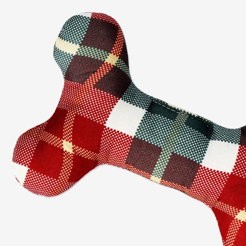 Pet toy - Plush checkered bone