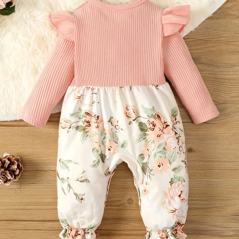 0-2Y Baby Girl Pink Shirt & Floral One-Piece Trousers