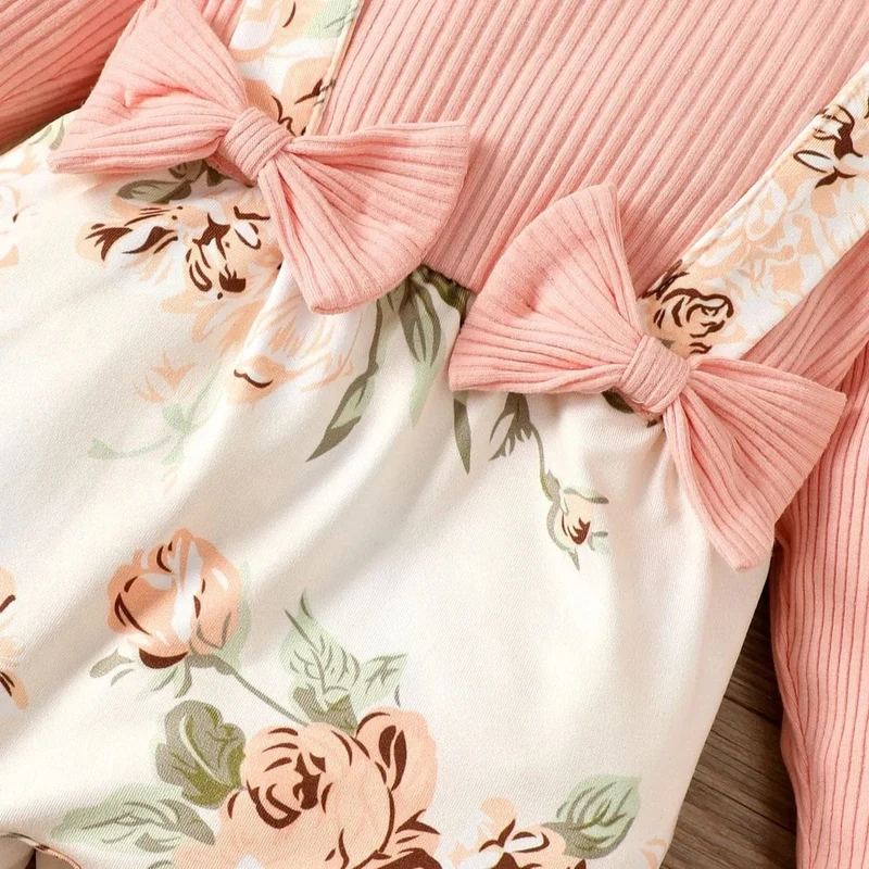0-2Y Baby Girl Pink Shirt & Floral One-Piece Trousers