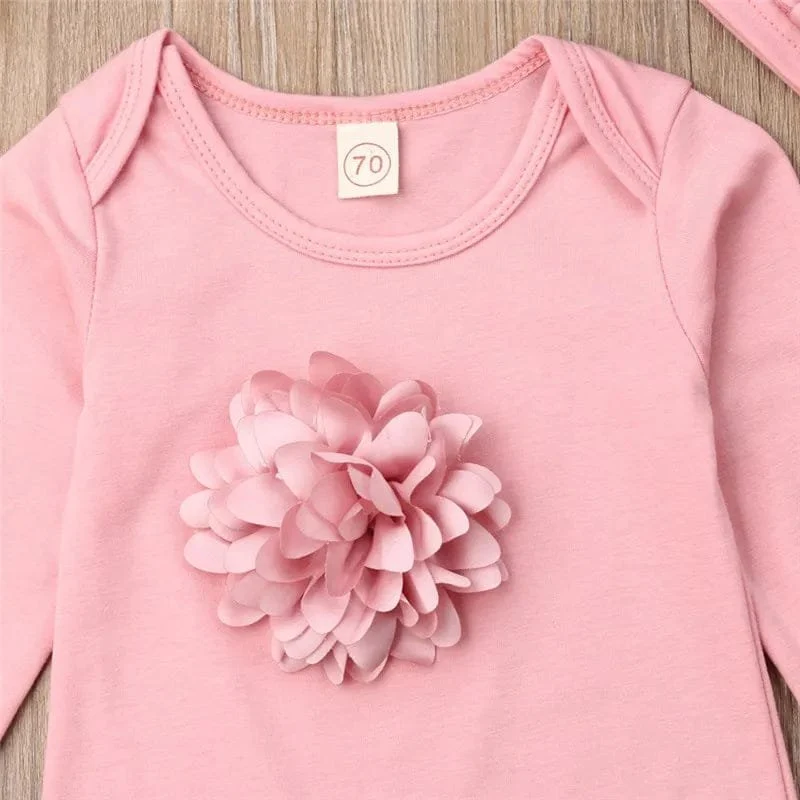 0-18M Floral Jumpsuit & Hat: 2Pc Cotton Set for Newborns