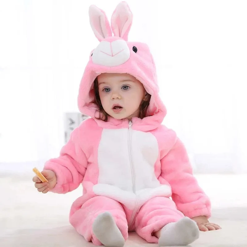 Winter Flannel Rompers: Animal Designs for Infants & Toddlers
