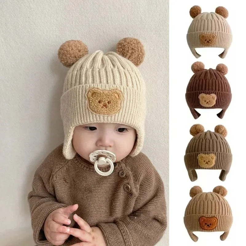 Winter Baby Beanie with Bear Ears - Knitted Cap for Toddlers