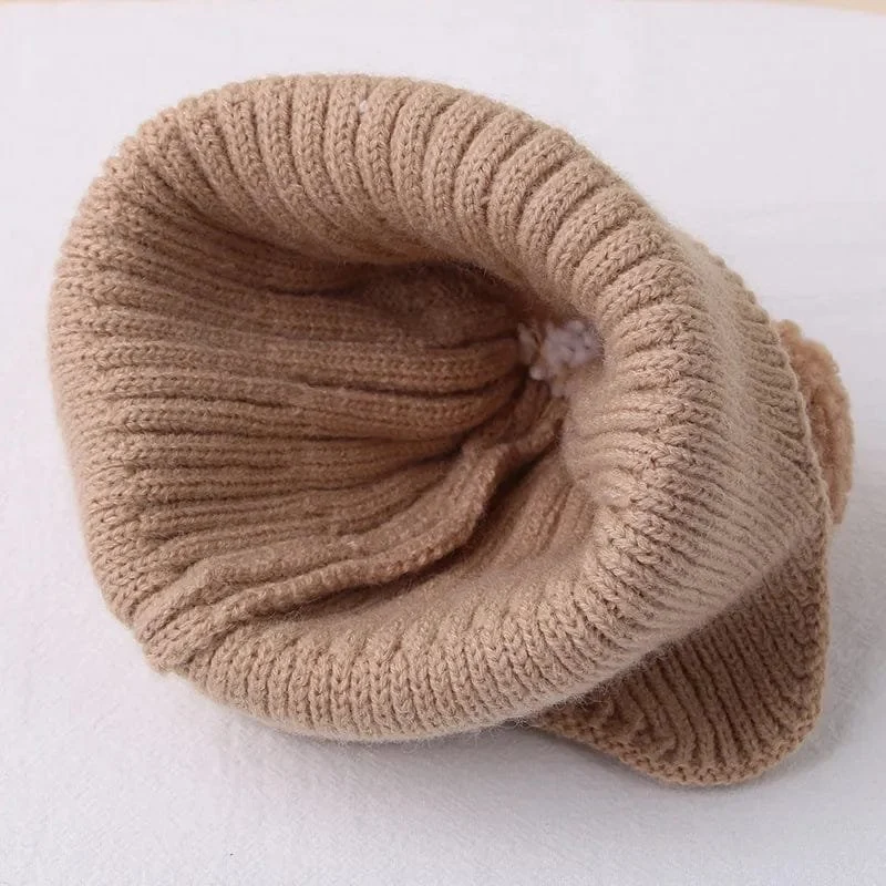 Winter Baby Beanie with Bear Ears - Knitted Cap for Toddlers