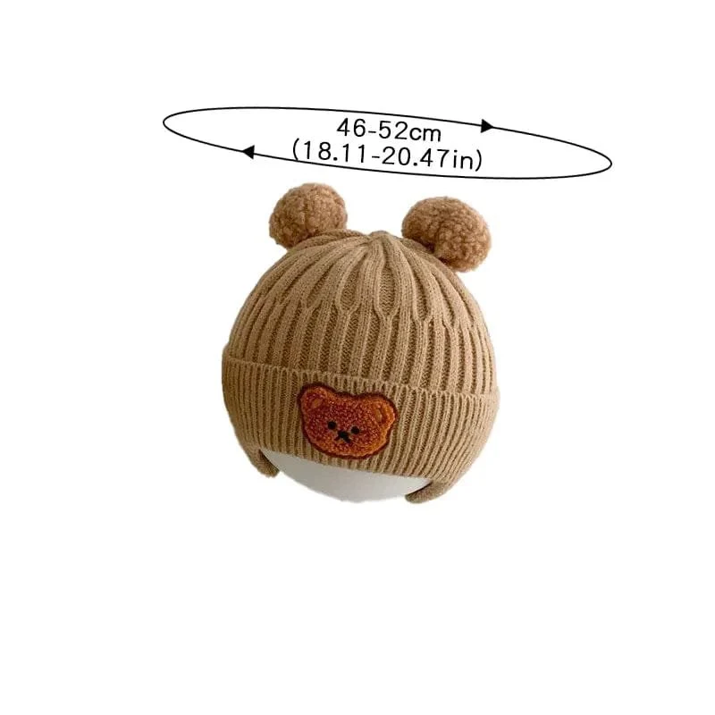 Winter Baby Beanie with Bear Ears - Knitted Cap for Toddlers