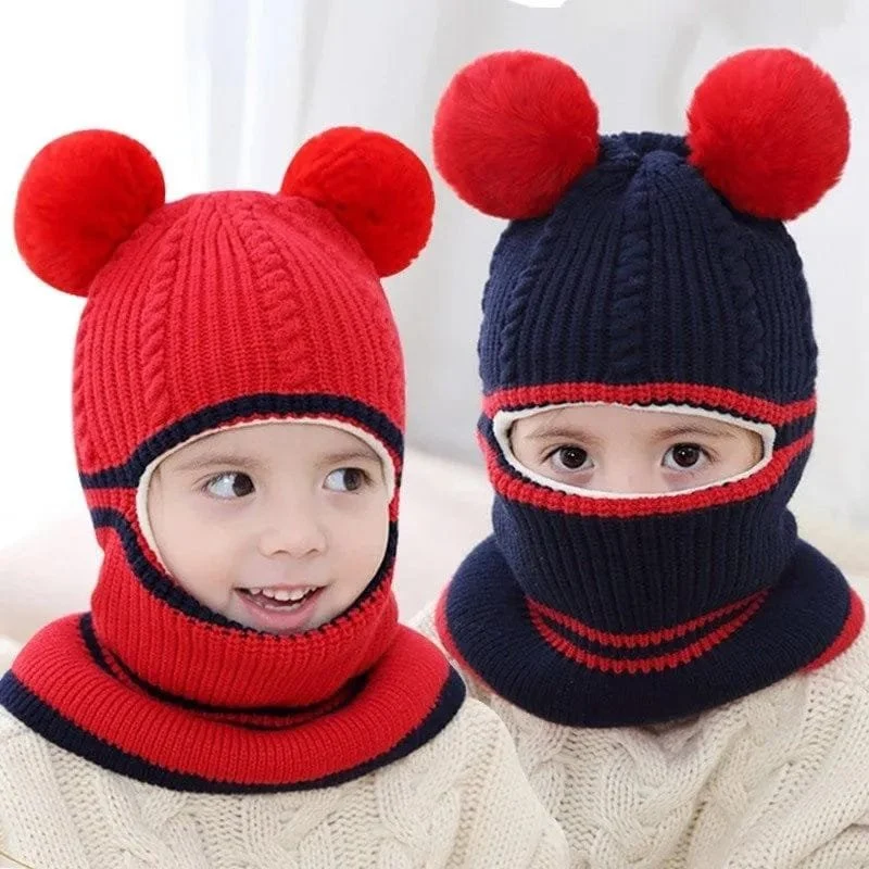 Warm Acrylic Baby Hat & Scarf Set - 2-5 Years, Ear Protection