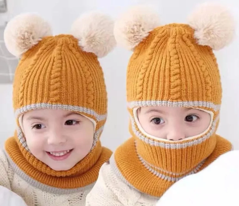 Warm Acrylic Baby Hat & Scarf Set - 2-5 Years, Ear Protection