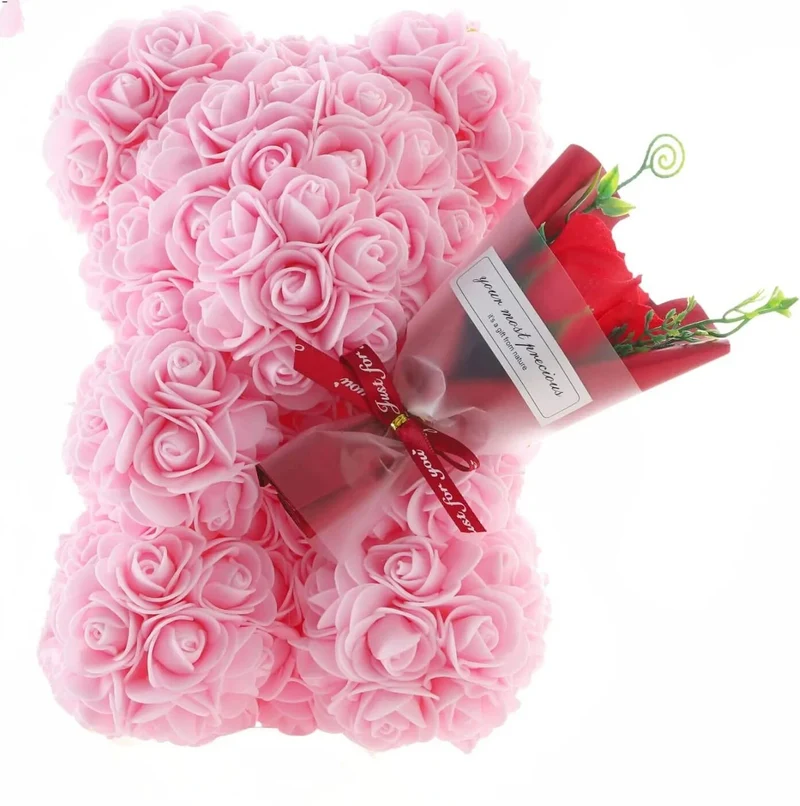 25cm Rose Bear in Gift Box - Perfect for Mother's Day & Valentine's