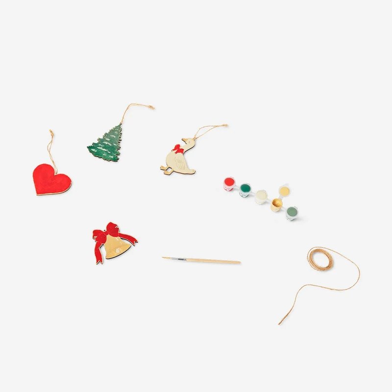 DIY wooden Christmas ornaments - 5 pcs