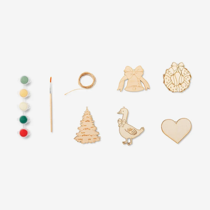 DIY wooden Christmas ornaments - 5 pcs