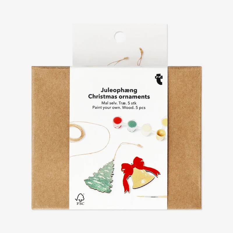 DIY wooden Christmas ornaments - 5 pcs