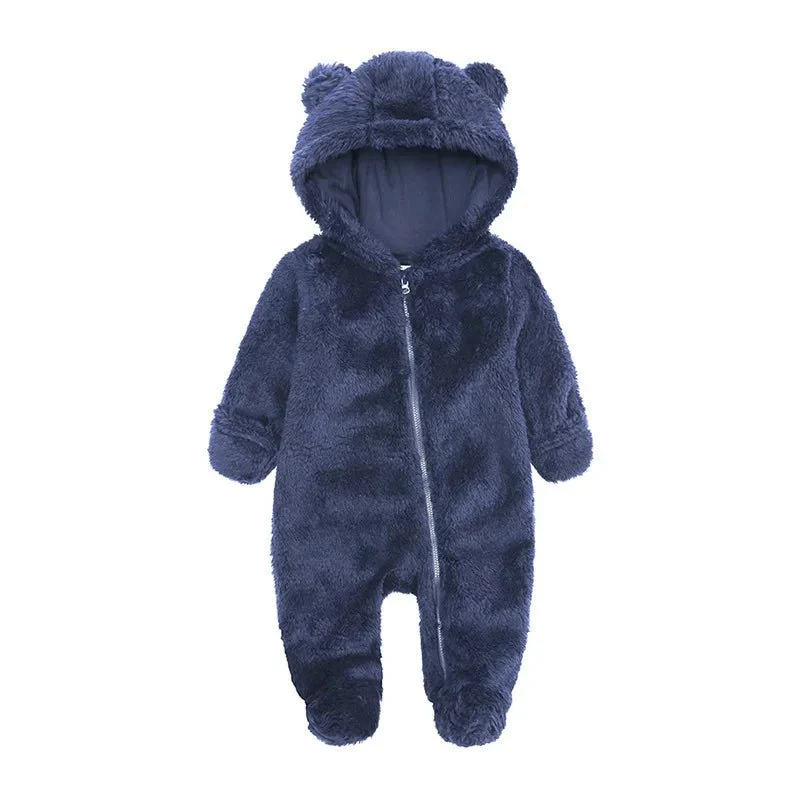 Cozy Bear-Themed Winter Jumpsuit for Newborns (0-12M)