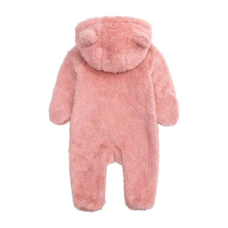 Cozy Bear-Themed Winter Jumpsuit for Newborns (0-12M)