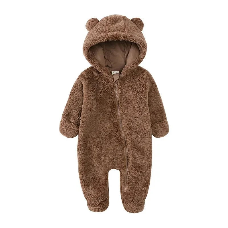 Cozy Bear-Themed Winter Jumpsuit for Newborns (0-12M)