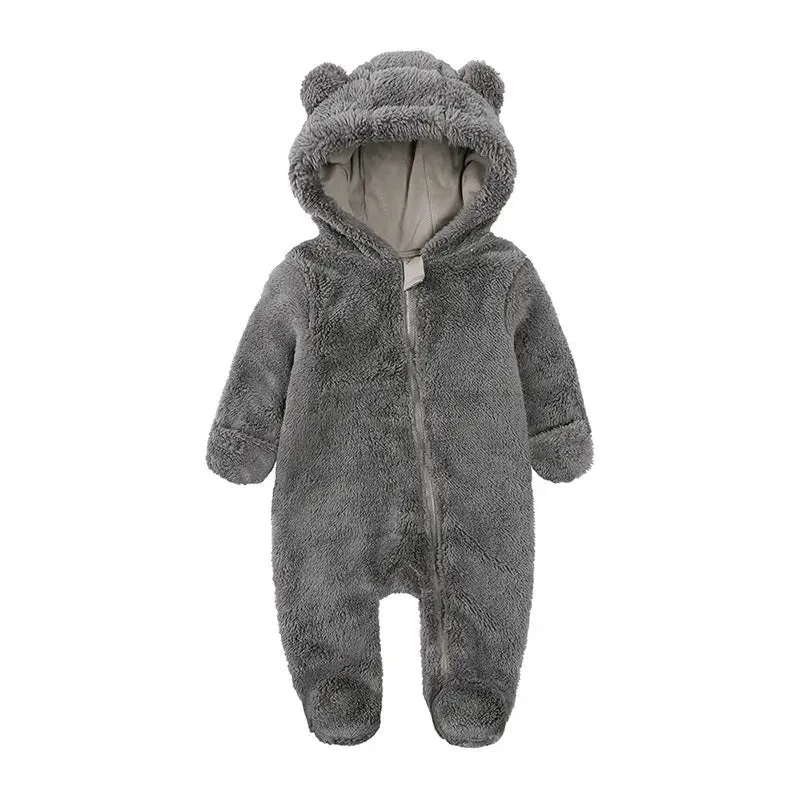 Cozy Bear-Themed Winter Jumpsuit for Newborns (0-12M)