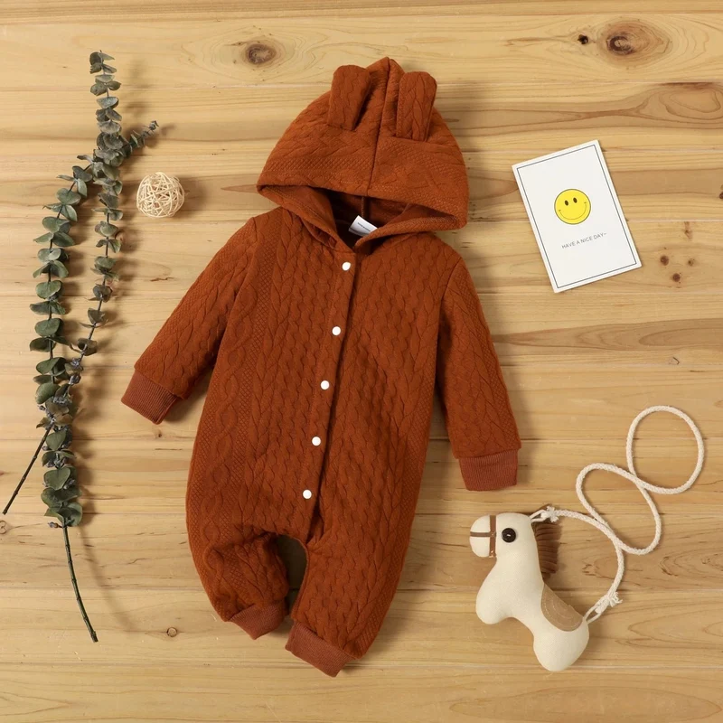 Cozy Hooded Ears Baby Romper - Autumn/Winter, Long Sleeve