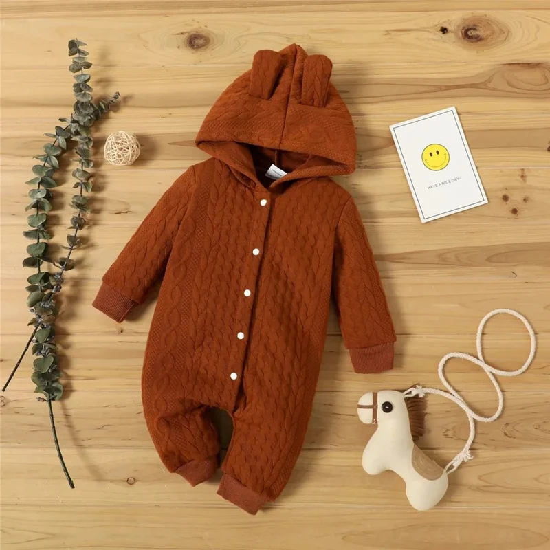 Cozy Hooded Ears Baby Romper - Autumn/Winter, Long Sleeve