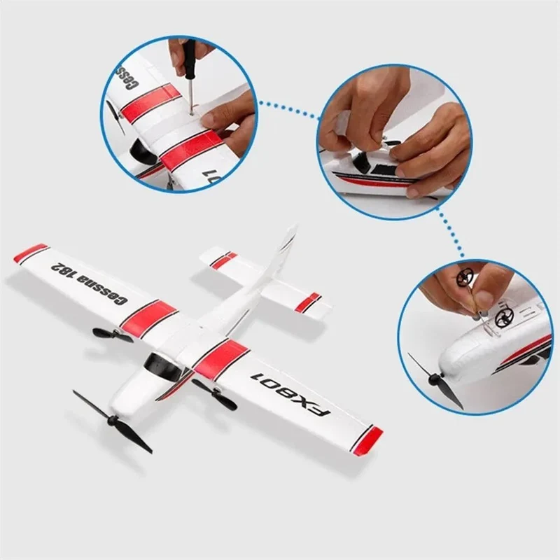 FX801 EPP Foam 2CH RC Plane, 2.4G Remote, Children's Aircraft Toy