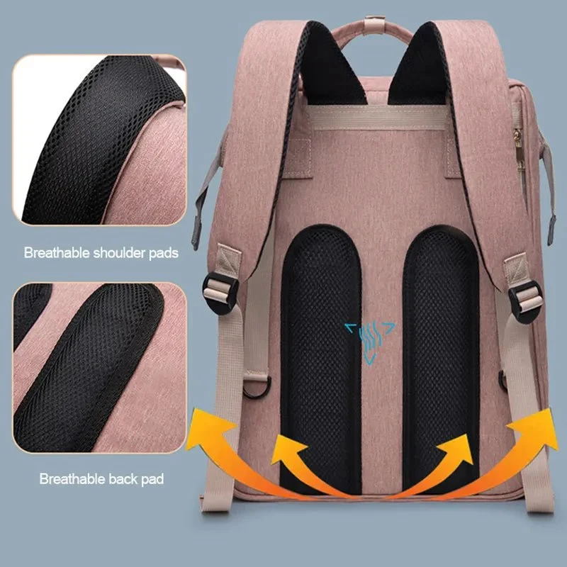 Folding Mommy Bag: Portable Crib Bed & Large-capacity Baby Backpack