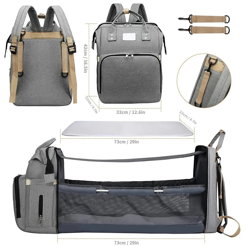 Folding Mommy Bag: Portable Crib Bed & Large-capacity Baby Backpack