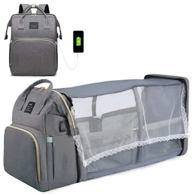 Folding Mommy Bag: Portable Crib Bed & Large-capacity Baby Backpack