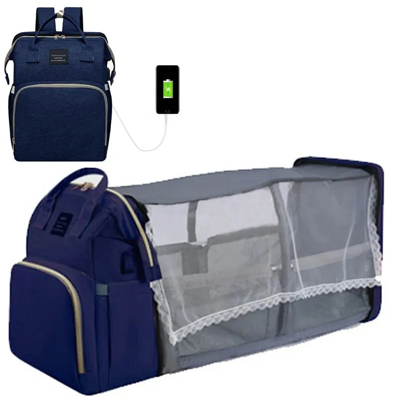 Folding Mommy Bag: Portable Crib Bed & Large-capacity Baby Backpack