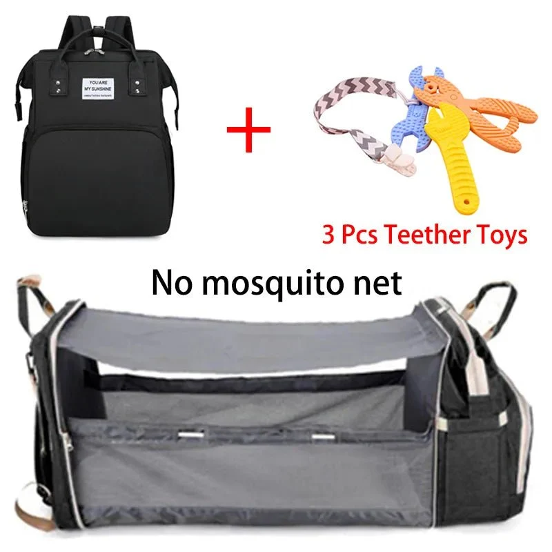 Folding Mommy Bag: Portable Crib Bed & Large-capacity Baby Backpack
