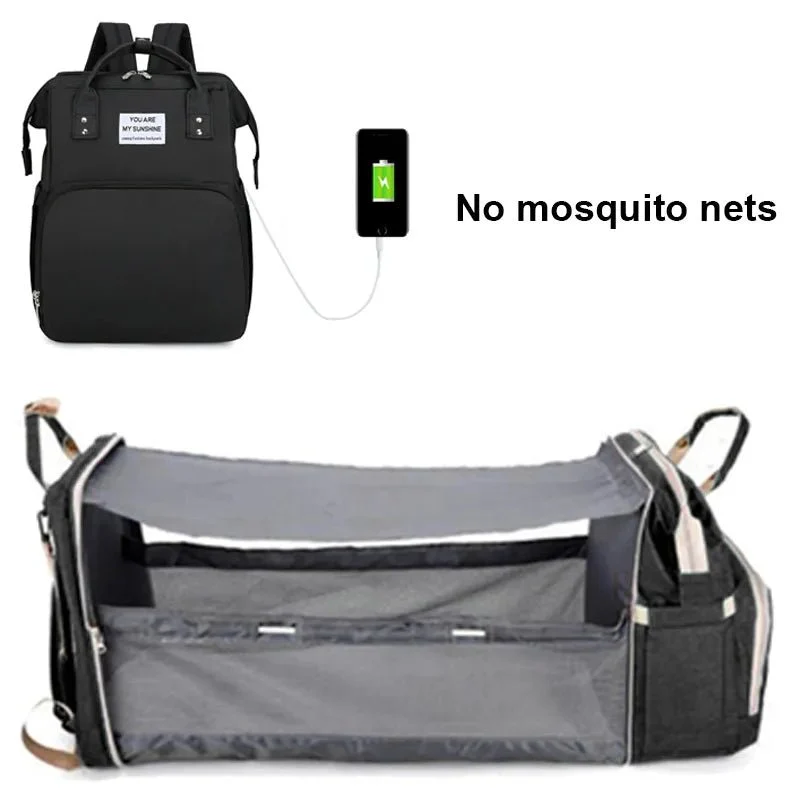 Folding Mommy Bag: Portable Crib Bed & Large-capacity Baby Backpack