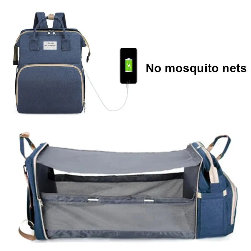 Folding Mommy Bag: Portable Crib Bed & Large-capacity Baby Backpack