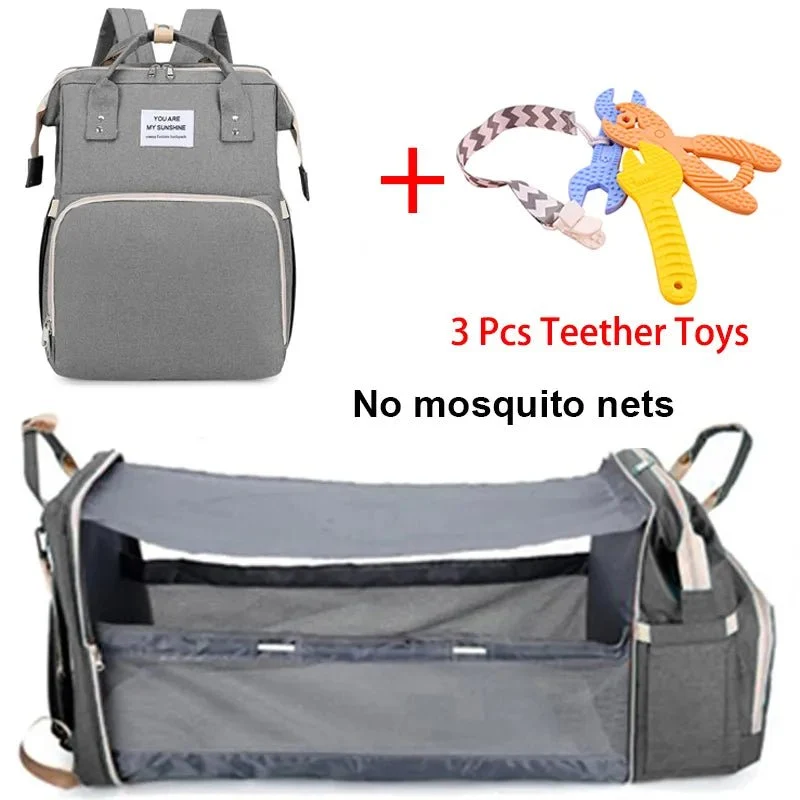 Folding Mommy Bag: Portable Crib Bed & Large-capacity Baby Backpack
