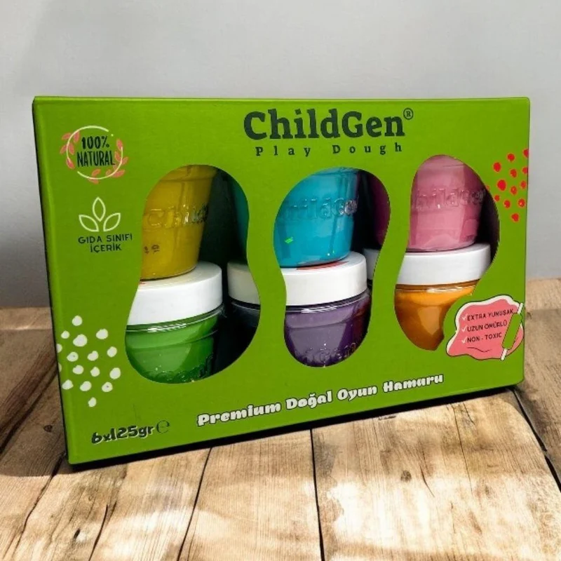 Set de 6 botes de plastilina natural 125 gr. Purpurina · ChildGen