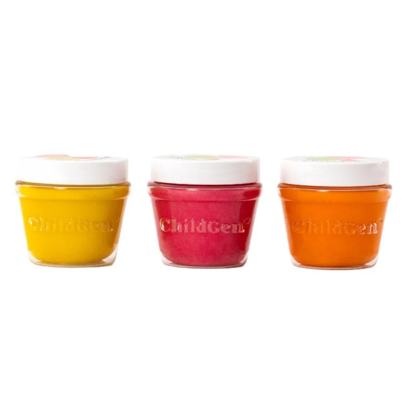 Set de 3 botes de plastilina natural 125 gr. amarillo, rosa, naranja · ChildGen