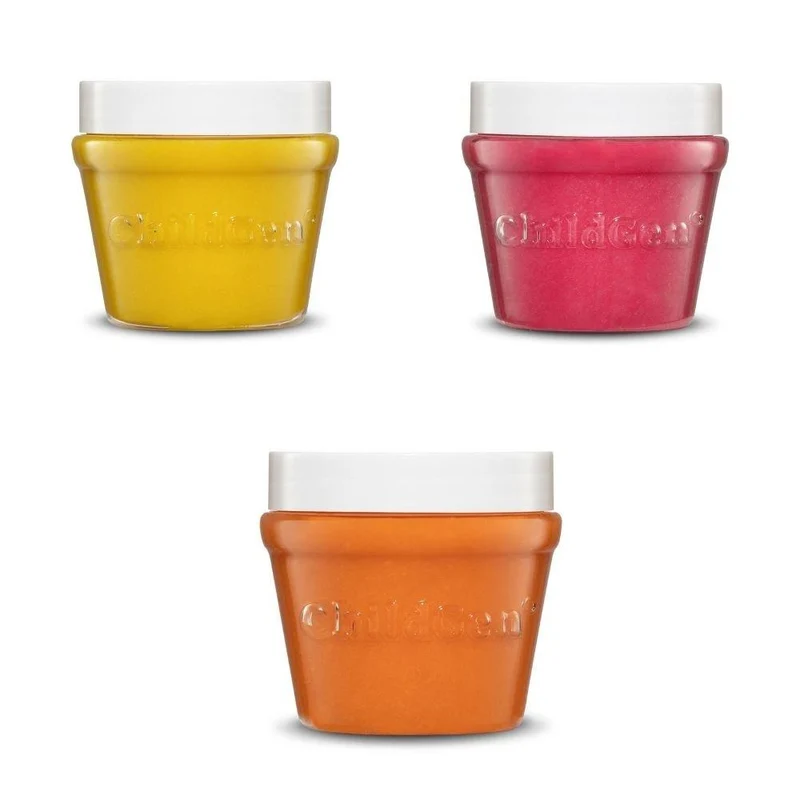Set de 3 botes de plastilina natural 125 gr. amarillo, rosa, naranja · ChildGen